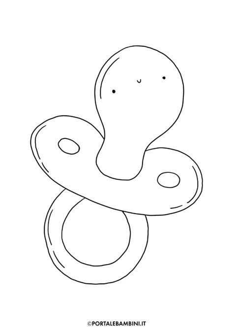 Disegno stilizzato di un ciuccio con un volto sorridente