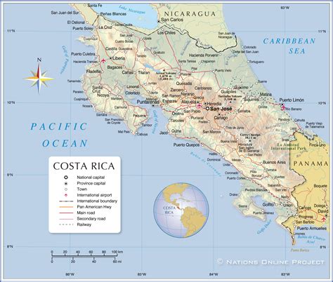Map showing Italy and Costa Rica
