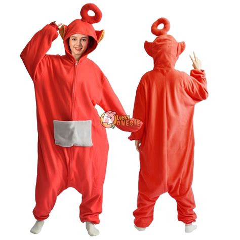 Person wearing a red Teletubby costume
