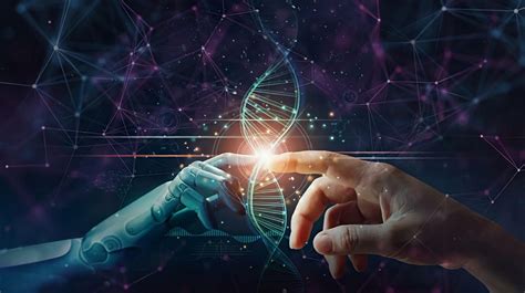 rappresentazione stilizzata del DNA e dell'evoluzione tecnologica applicata alla vita