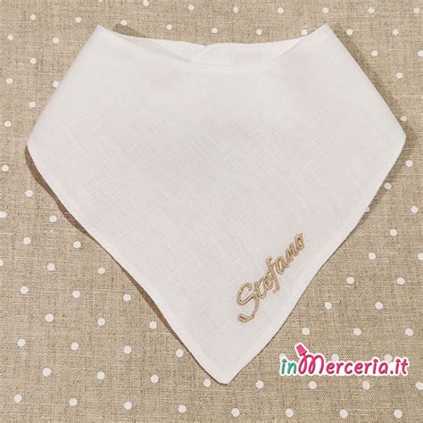 Bavaglino bandana per battesimo, elegante e ricamato
