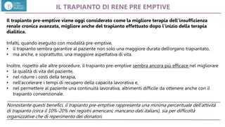 Schema concettuale del trapianto renale e gestione del paziente