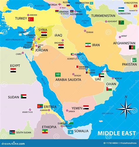 Mappa del Medio Oriente con evidenziate le aree di tensione