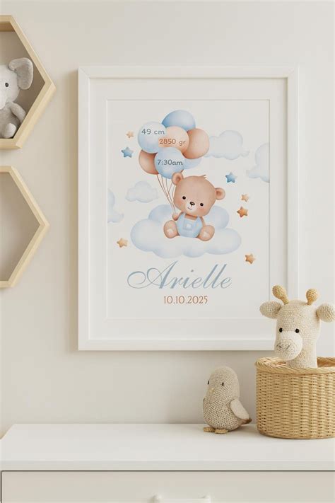 Poster nascita personalizzato con dettagli del bambino