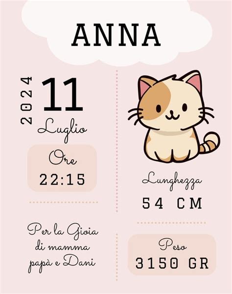 Esempio di poster nascita 1:1 con illustrazione