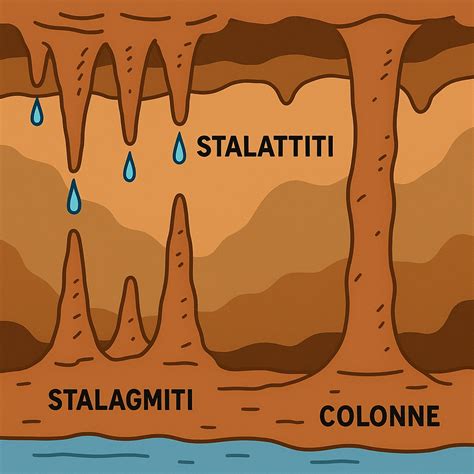 Formazioni di stalattiti e stalagmiti nelle Grotte di Stiffe