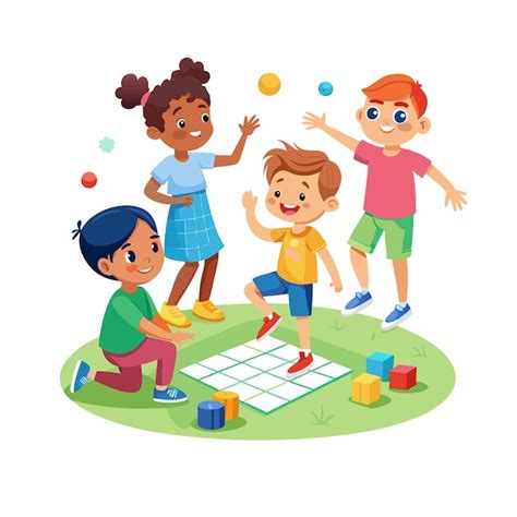 Illustrazione di bambini che giocano e imparano