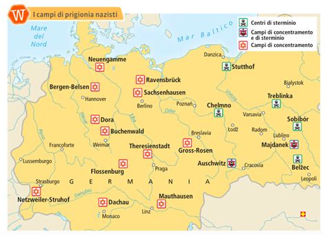 Mappa dei principali campi di concentramento nazisti