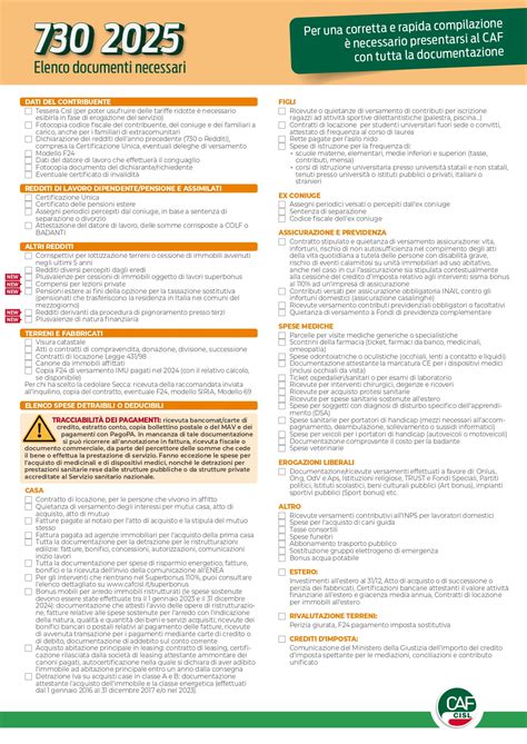 Documenti necessari per 730