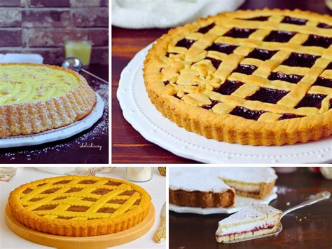 Varietà di crostate fatte in casa con decorazioni diverse
