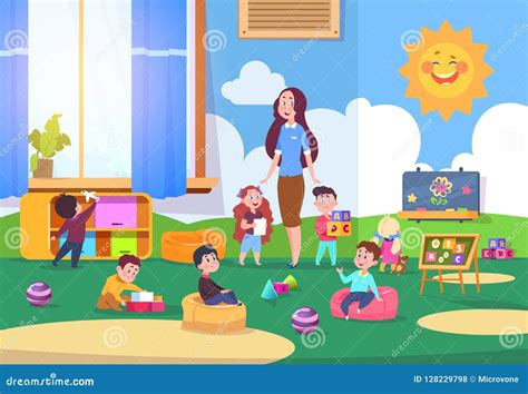 bambini che giocano e imparano in classe