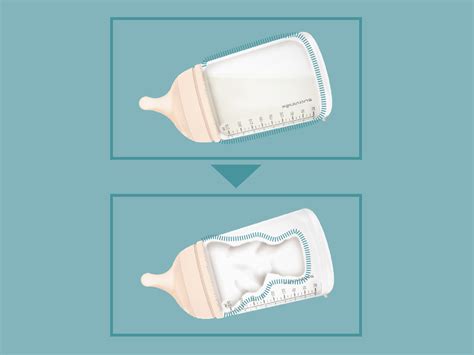 Illustrazione del biberon Suavinex ZERØ.ZERØ con il suo sistema brevettato di sacca anti-colica