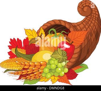 Cornucopia traboccante di frutta e fiori, simbolo di abbondanza