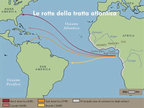 Mappa delle rotte della tratta degli schiavi verso il Brasile