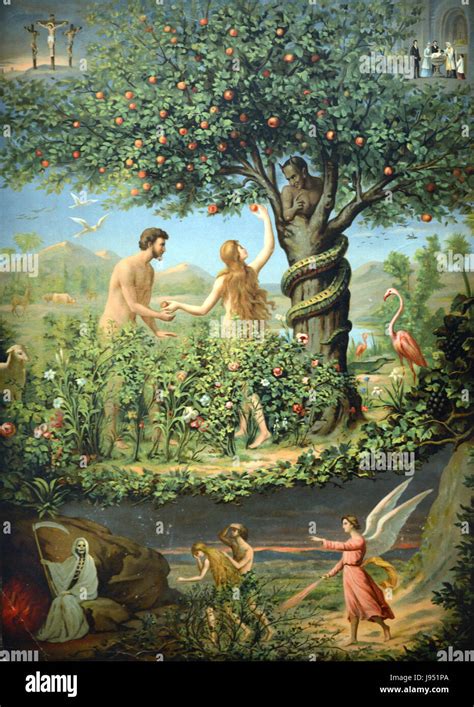 Illustrazione della caduta di Adamo ed Eva dal Giardino dell'Eden