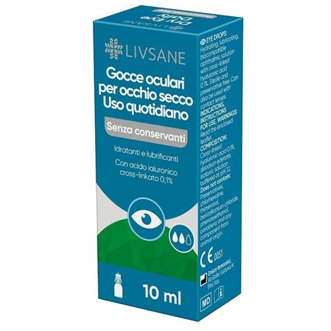 Occhio irritato con gocce di collirio