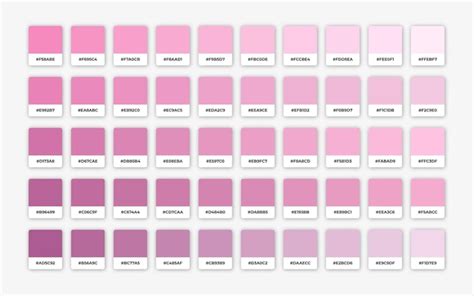 Tavolozza di diverse sfumature di rosa