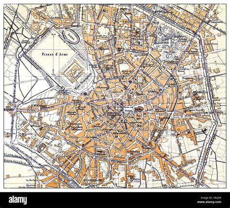 mappa storica di Milano del XIX secolo