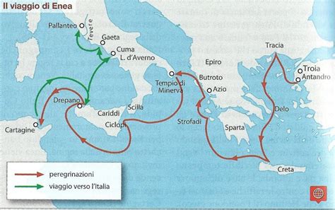 Mappa del viaggio di Enea