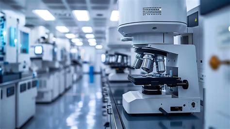 Microscopio in un laboratorio di PMA