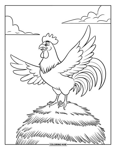 Gallo su un mucchio di fieno