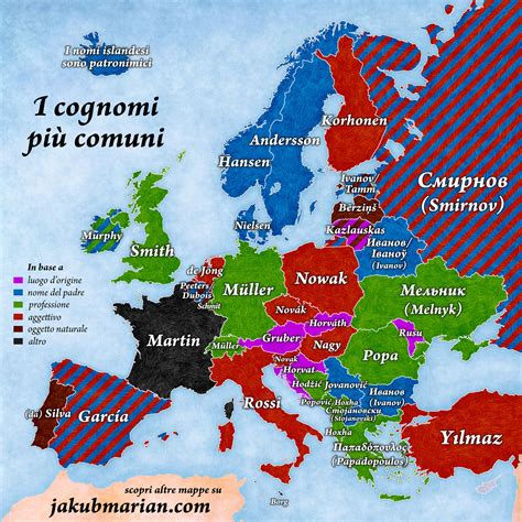 Mappa sistemi cognome Europa