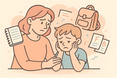 illustrazione metaforica di un genitore che consulta una guida pedagogica circondato da simboli di crescita infantile