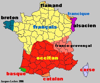 Mappa delle lingue regionali in Francia