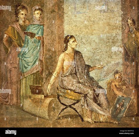 affresco romano di una pittrice
