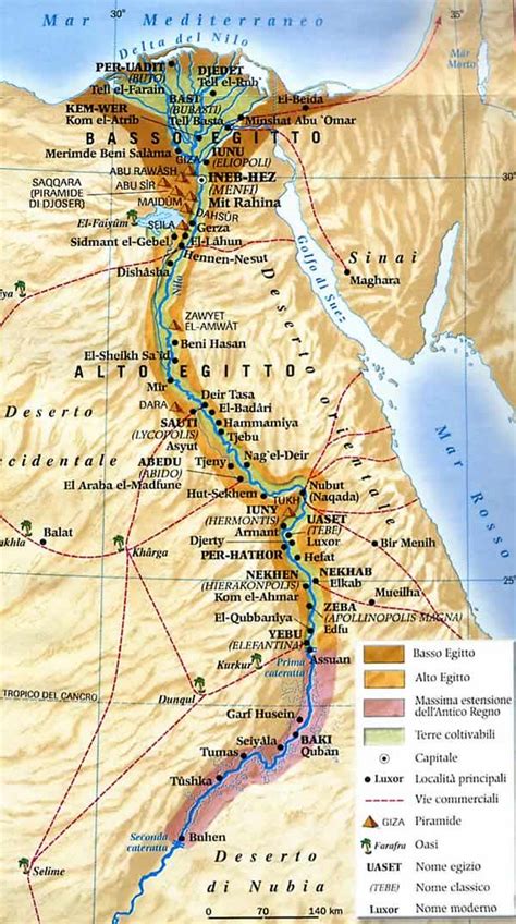 mappa storica dell'Egitto con l'inondazione del Nilo e le zone fertili di Kemet