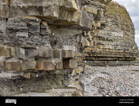 Deposito naturale di guano su una scogliera costiera
