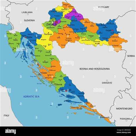 Mappa delle regioni costiere della Croazia
