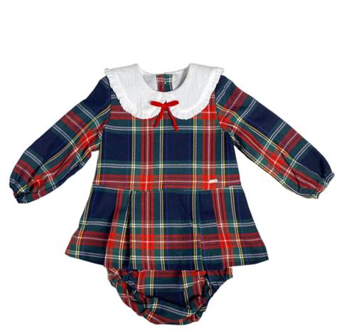 outfit natalizio neonata velluto tartan