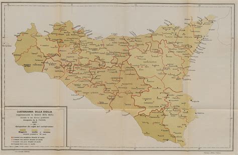Cartogramma della Sicilia del 1900 circa densità mafiosa dei comuni siciliani Antonino Cutrera