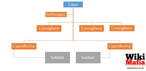 Diagramma della struttura gerarchica di Cosa Nostra soldati capidecina mandamenti e cupola