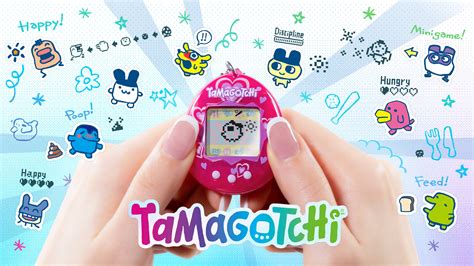 Illustrazione di un Tamagotchi che interagisce con elementi di realtà aumentata