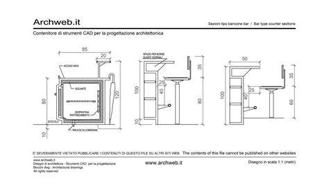 schema ergonomico di un bancone bar professionale