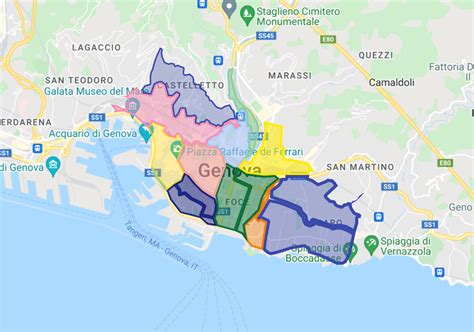 Mappa di Rapallo con evidenziata la zona di Via Bobbio