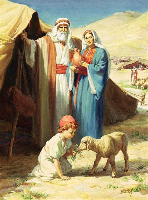 Illustrazione biblica di Agar e Abramo
