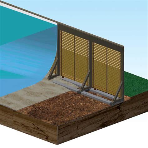 Diagramma illustrativo che mostra la differenza tra una piscina fuori terra temporanea su base in erba e una struttura con basamento in cemento
