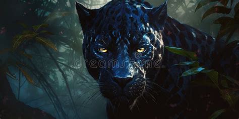 illustrazione artistica di una pantera nera nella giungla