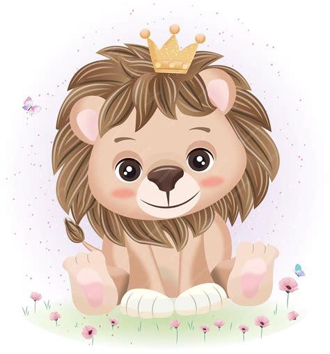 Design grafico leoncino con corona e nuvoletta