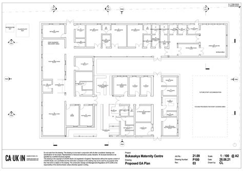 Floor plan of a maternity ward with interconnected areas