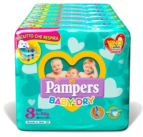 Varietà di pannolini Pampers (Progressi, Baby Dry, Sole e Luna)