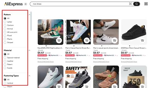 Schermata di ricerca di AliExpress con filtri attivi per vestiti da battesimo