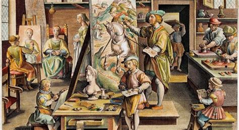 Illustrazione di un maestro d'arte medievale al lavoro