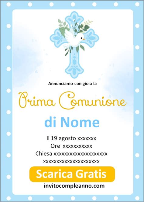 esempi di layout per inviti di prima comunione con grafiche delicate