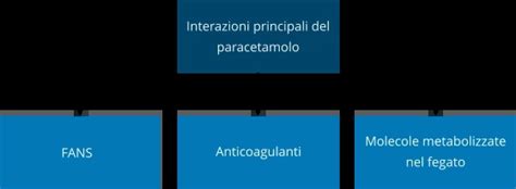 Infografica che illustra le principali interazioni farmacologiche del paracetamolo