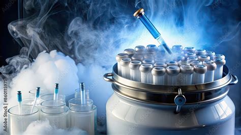 Sperm cryopreservation vials in liquid nitrogen