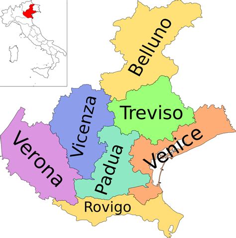 Mappa delle province coperte dal centro PMA (Venezia, Treviso, Padova, Vicenza, Rovigo, Verona, Udine, Trieste)